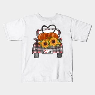 Womens I Love Fall Pumpkin Truck Cute Autumn Kids T-Shirt